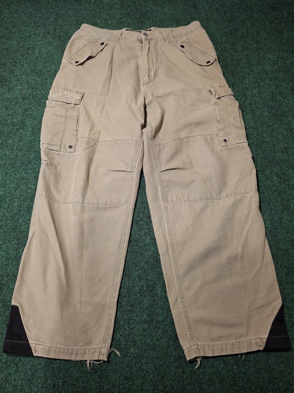 Vintage CCS Mailorder Cargo Pants Mens Sz 36 Skateboard Button Fly Y2K Dble Knee